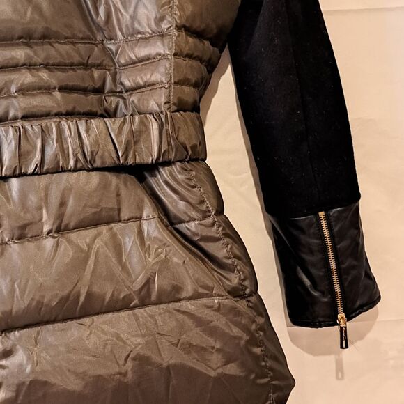 Kenneth Cole Faux Leather Quilted Shacket with an Adjustable Hood - Sz M - Picture 5 of 15